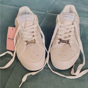 Juicy Couture White Sneakers with Gold Accents